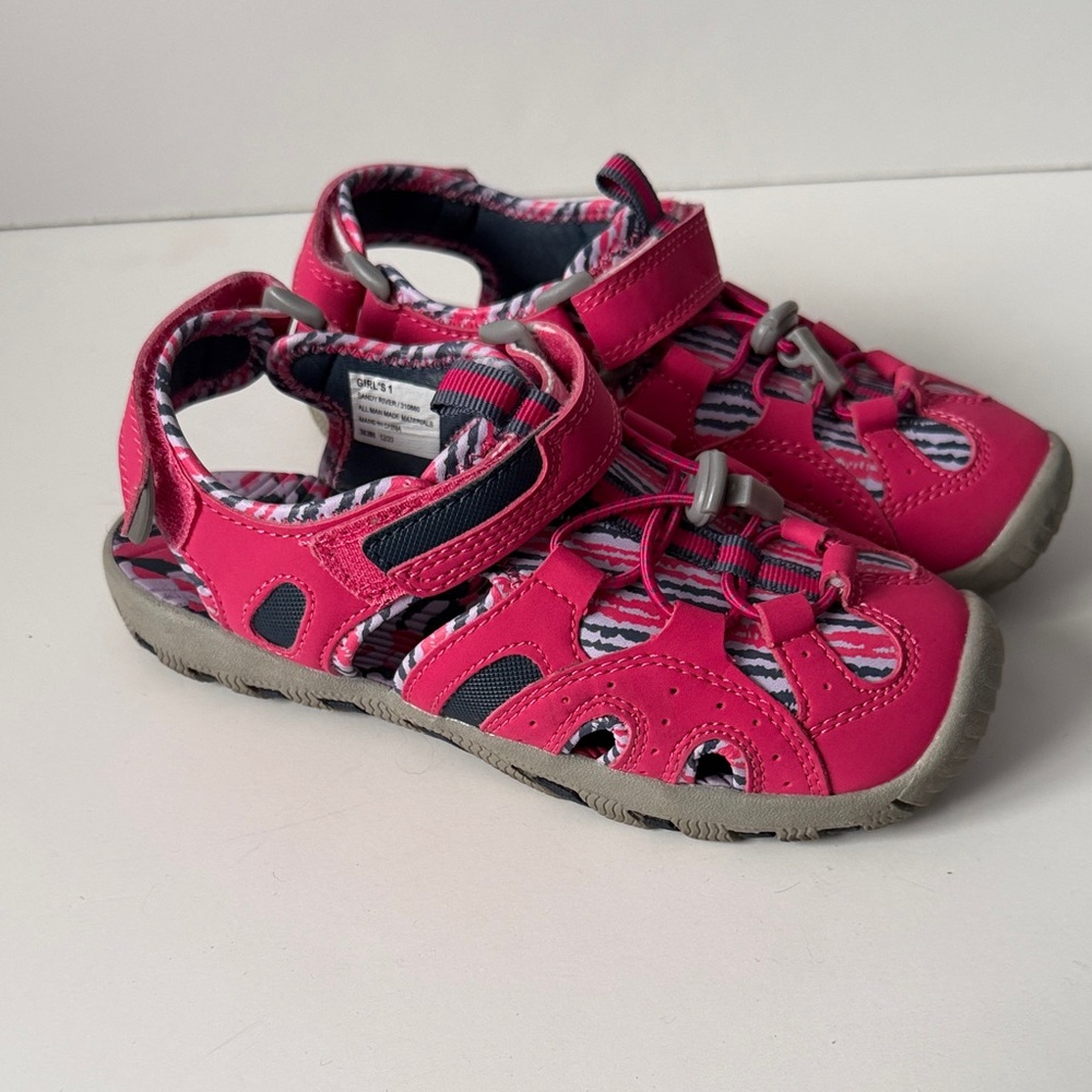 Eddie Bauer Kids pink girls 1 Sandy River Adventure Sandals Water Shoes EUC